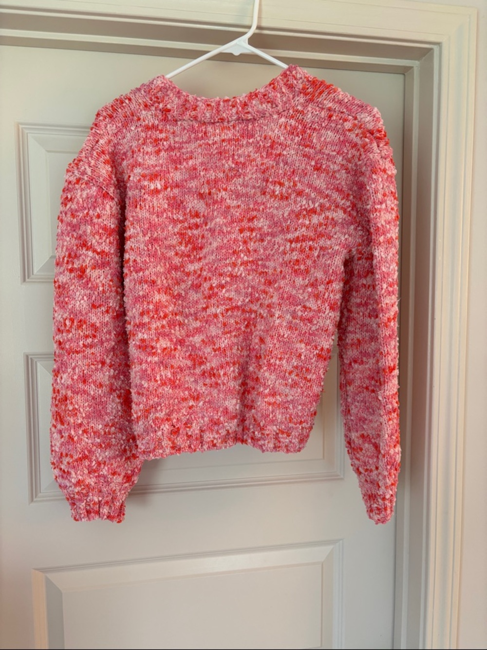 Textured Pink Button-Front Cardigan Sweater - Picture 2 of 2
